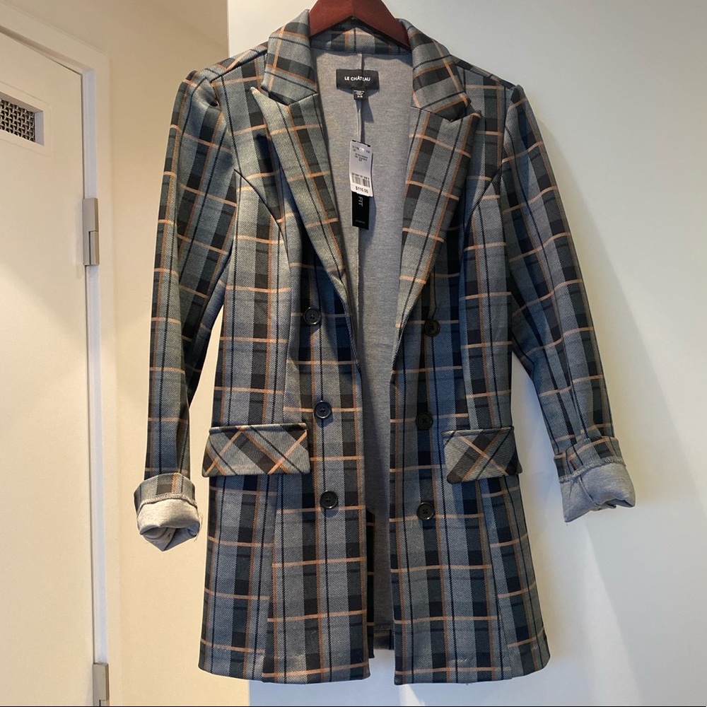 Brand new stretchy plaid blazer